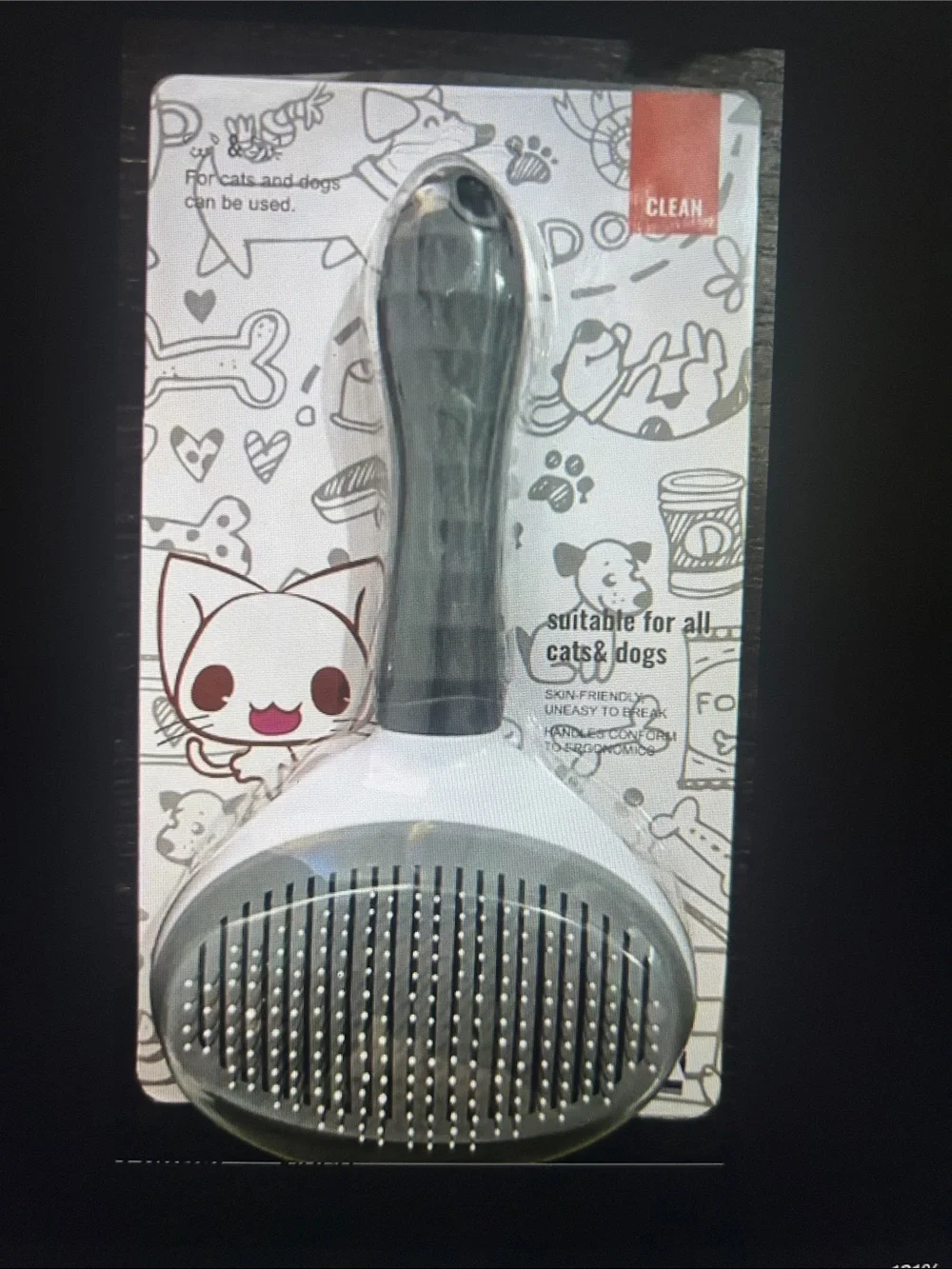 Gray Pet Grooming Brush for Dogs and Cats